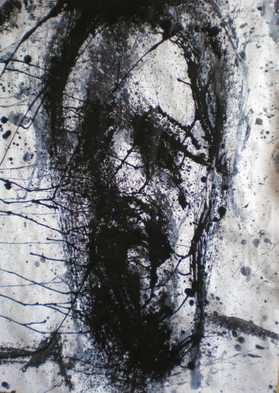 'Head of Donald 3' . 83x59cm. Ink and Acrylic on Paper.
